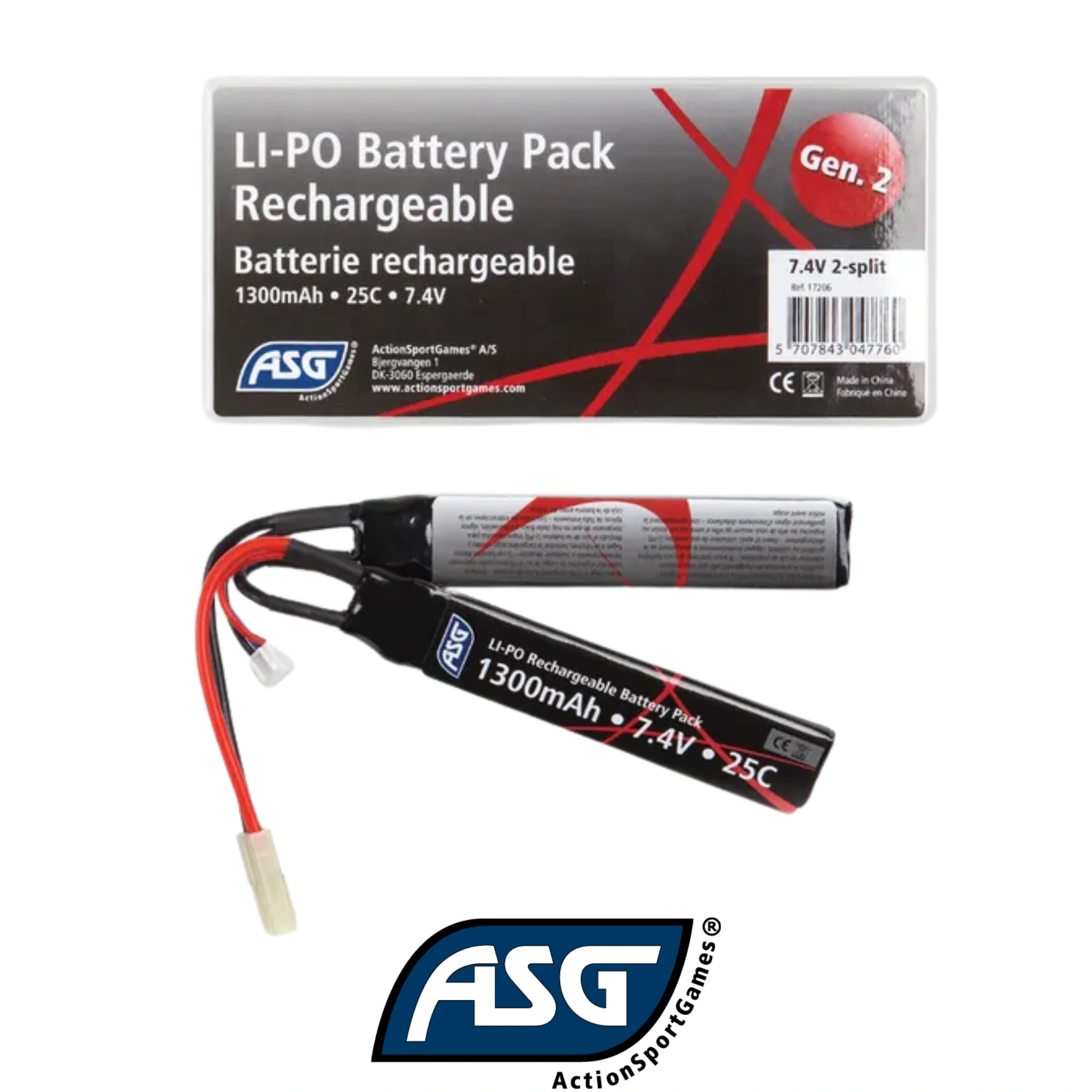 Asg Lipo Pil 7.4V 1300mAh 25C Gen2