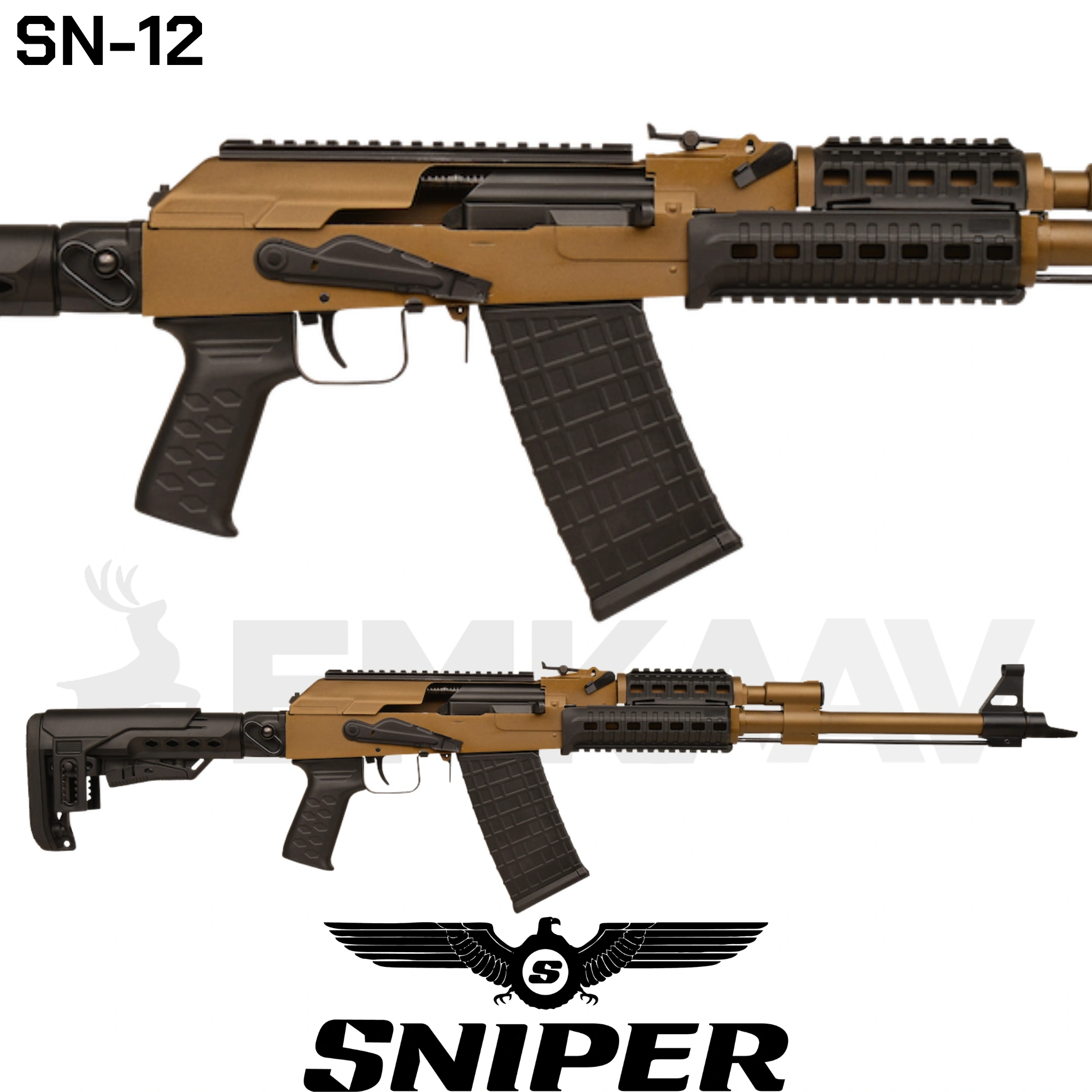 Sniper SN-12 Bronz Sentetik Taktikal Şarjörlü Otomatik Av Tüfeği