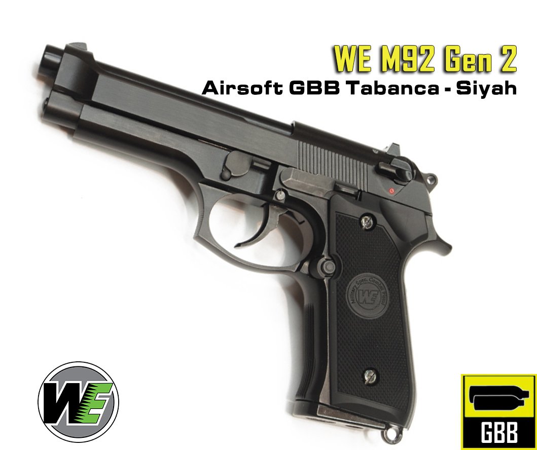 WE M92 GEN2 Airsoft GBB Tabanca - Siyah -DECOCKER VERSIYON