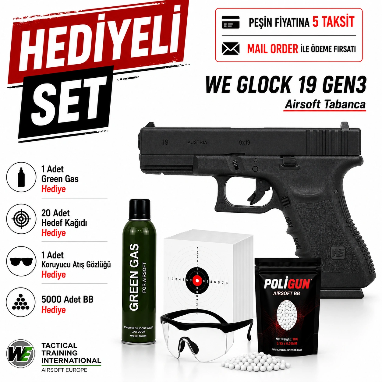 We Glock 19 Gen3 Airsoft Tabanca (6mm) Fiyatları 2026 | Stoktan