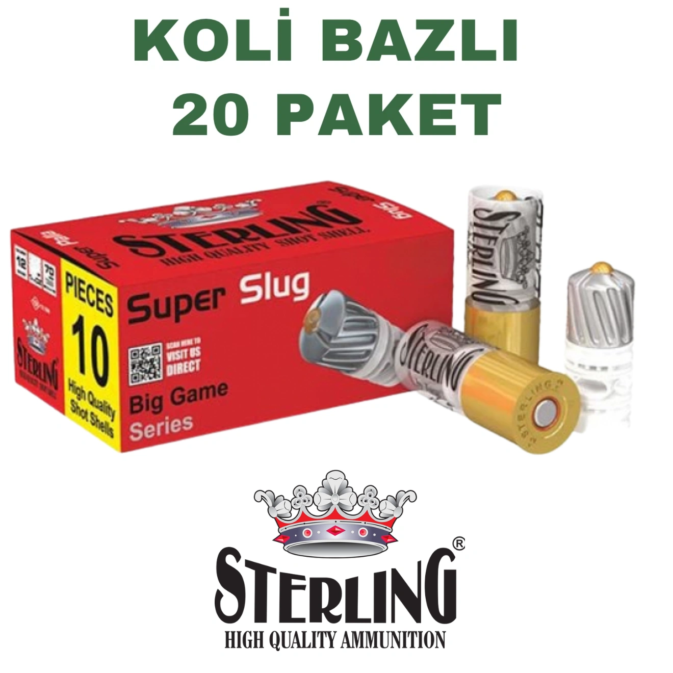 Sterling 12 Cal 34 GR Super Palla Bakır Uçlu Tek Kurşun Koli Bazlı Av Fişekleri