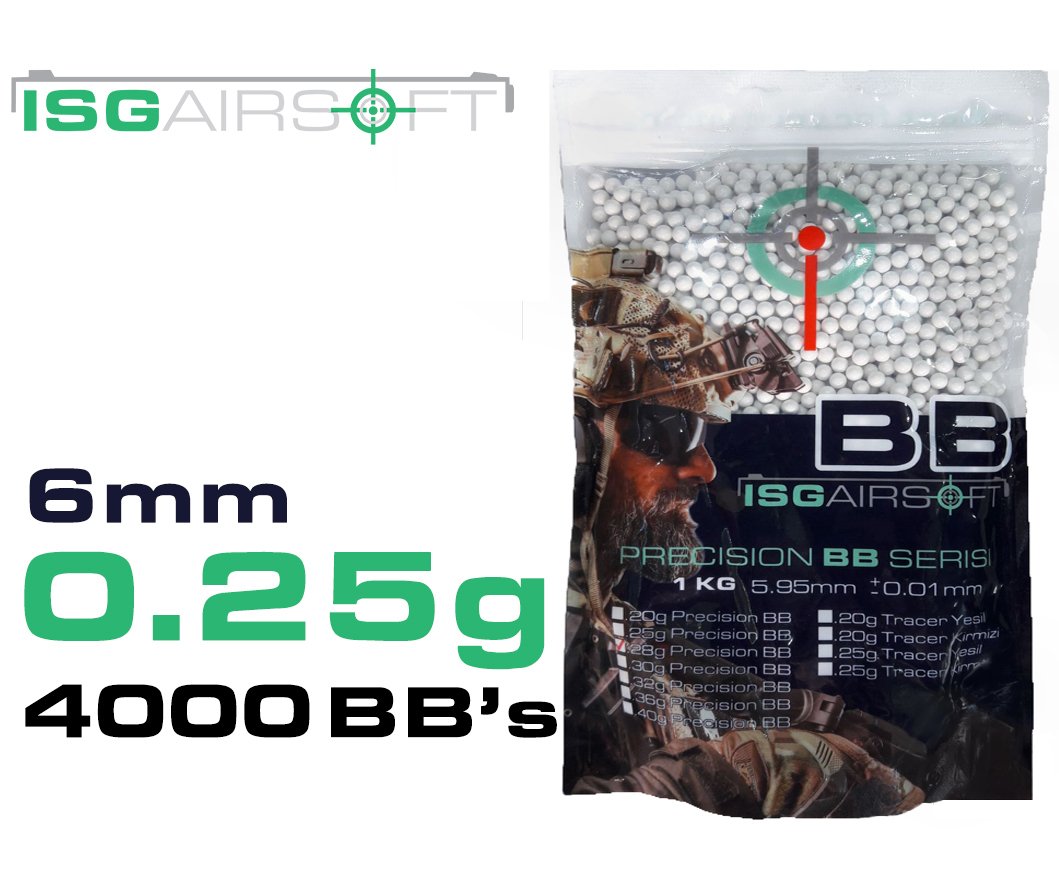 ISGairsoft BB 0.25g (0,25g) Airsoft 4000 adet 1KG PAKET