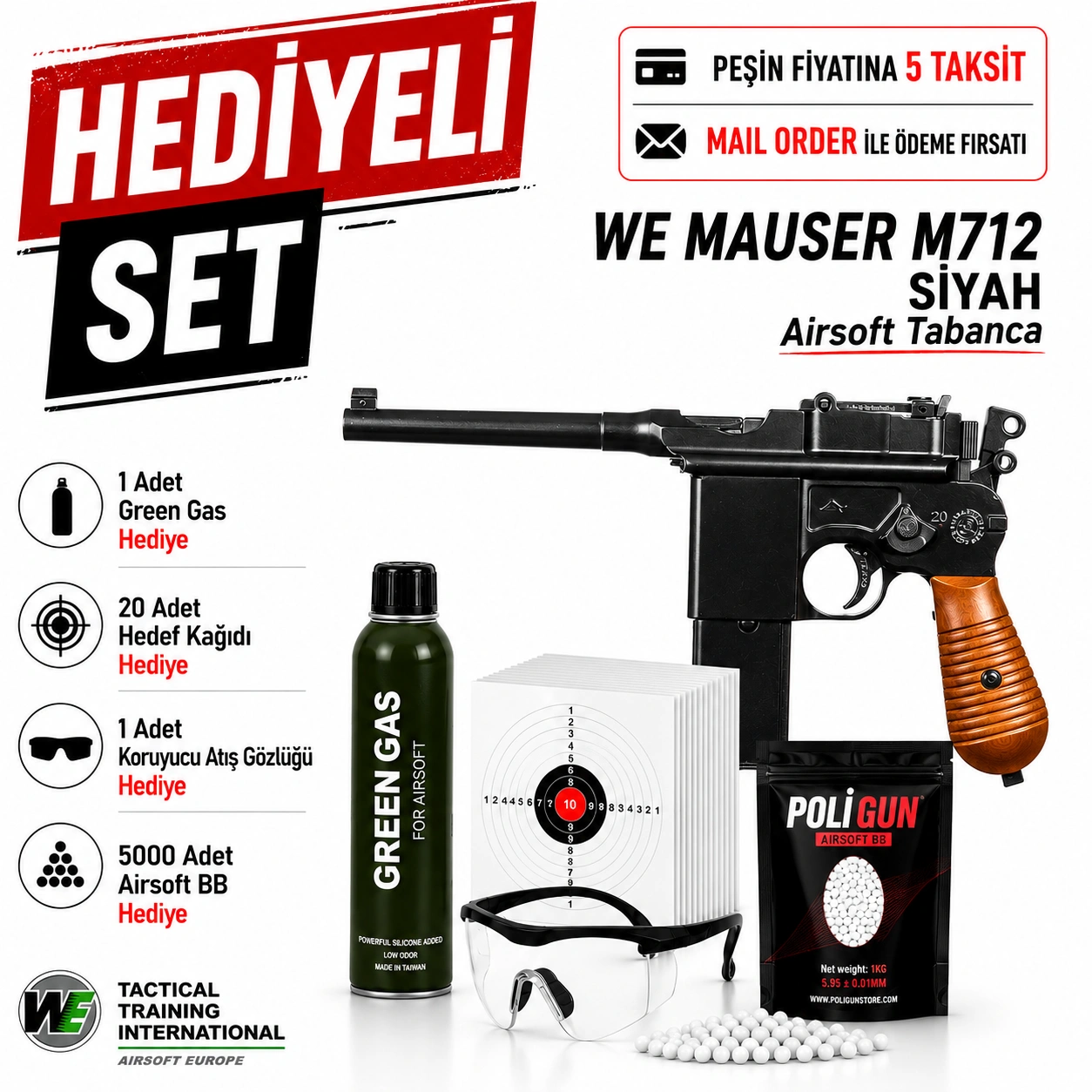 We Mauser M712 Siyah Airsoft Tabanca (6mm) Fiyatları 2026