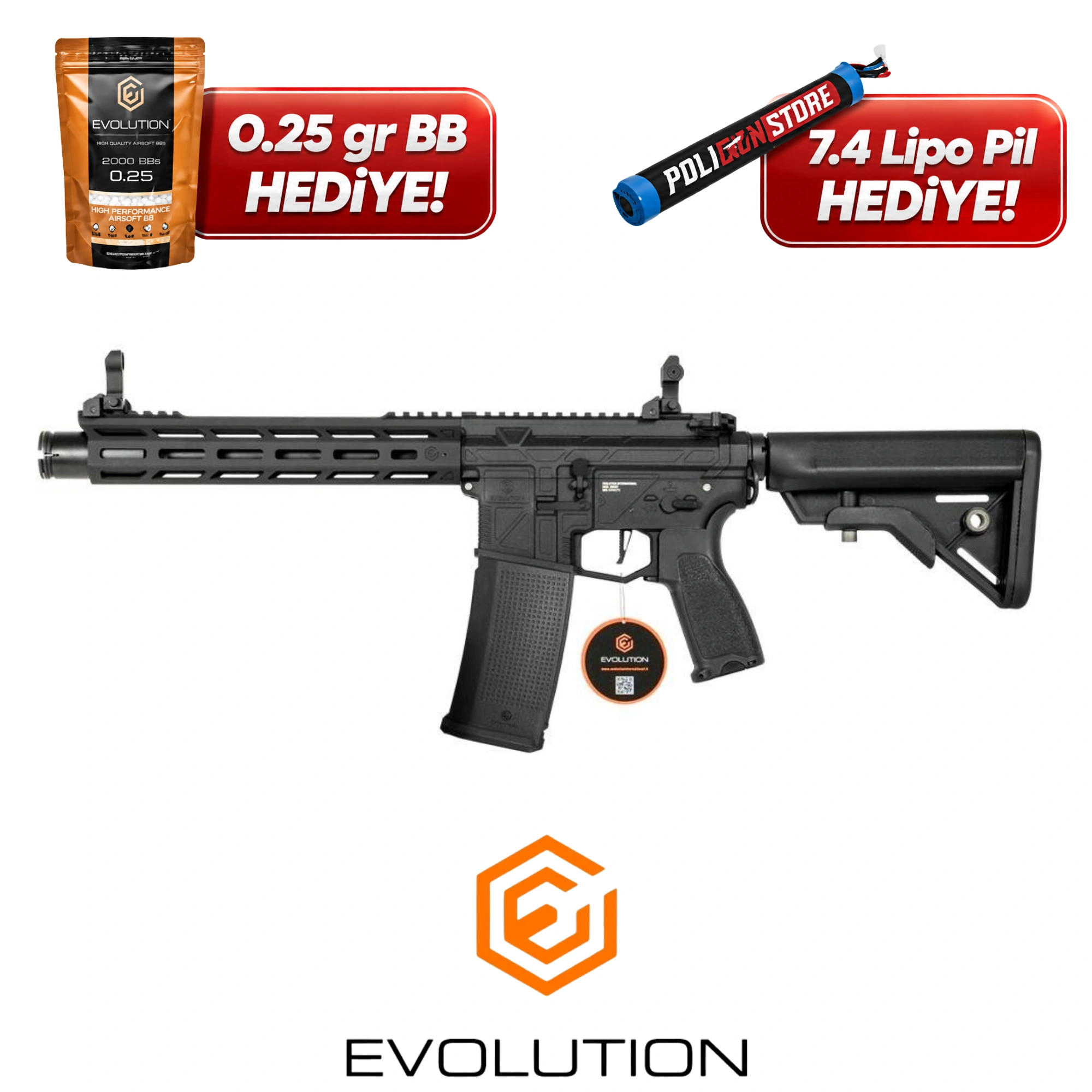 Evolution Ghost M EMR A Carbontech ETS Airsoft Tüfeği + 7.4v LiPo Pil