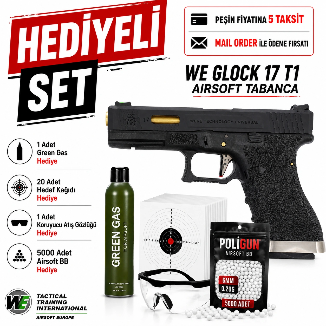 We Glock 17 T1 Airsoft Tabanca (6mm) Fiyatları 2026 | Stoktan