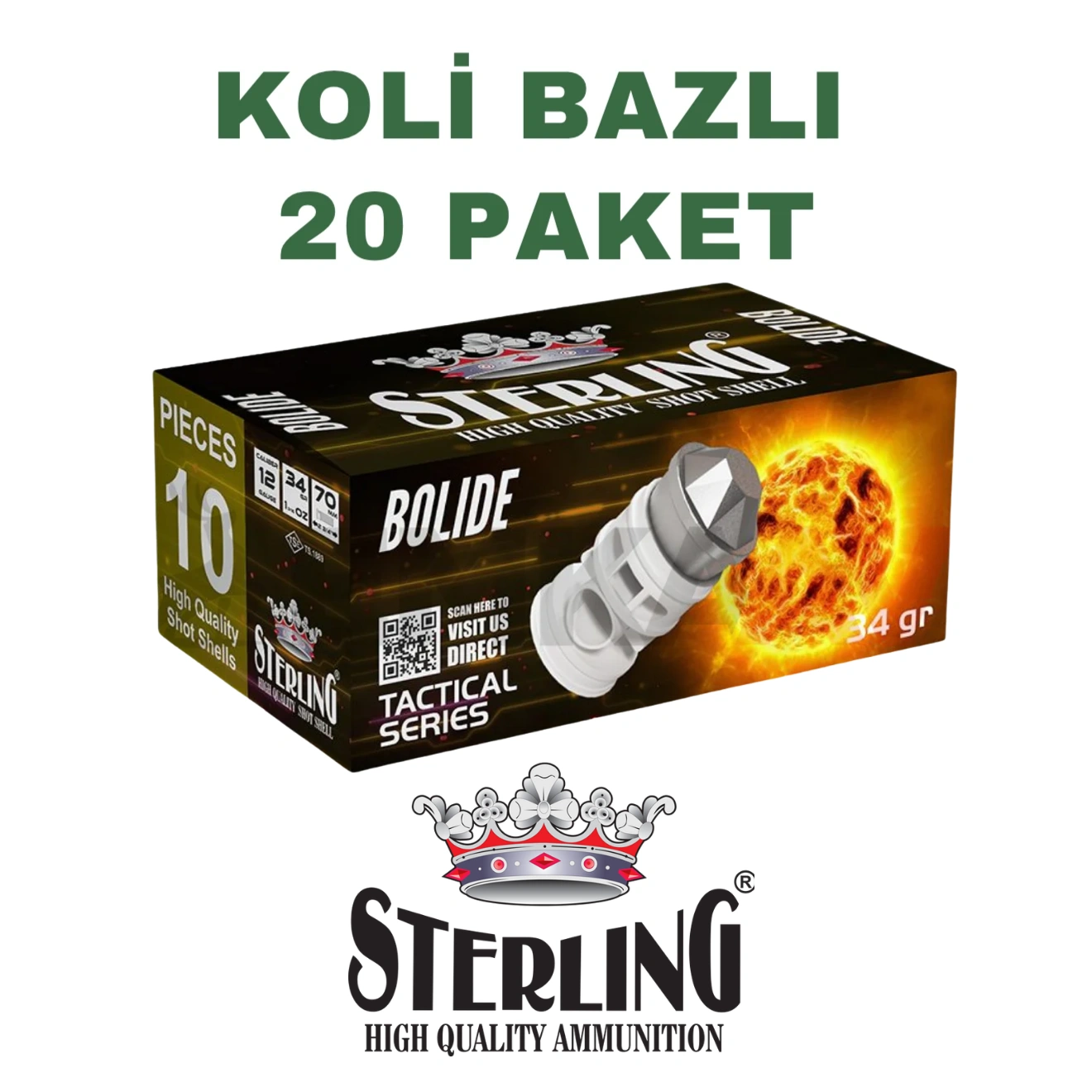 Sterling Bolide Tek Kurşun 12 Kalibre Koli Bazlı Av Fişeği