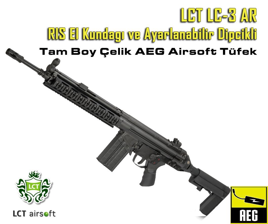 LCT G3 AR RIS Kundaklı AEG Airsoft Tüfek - Siyah