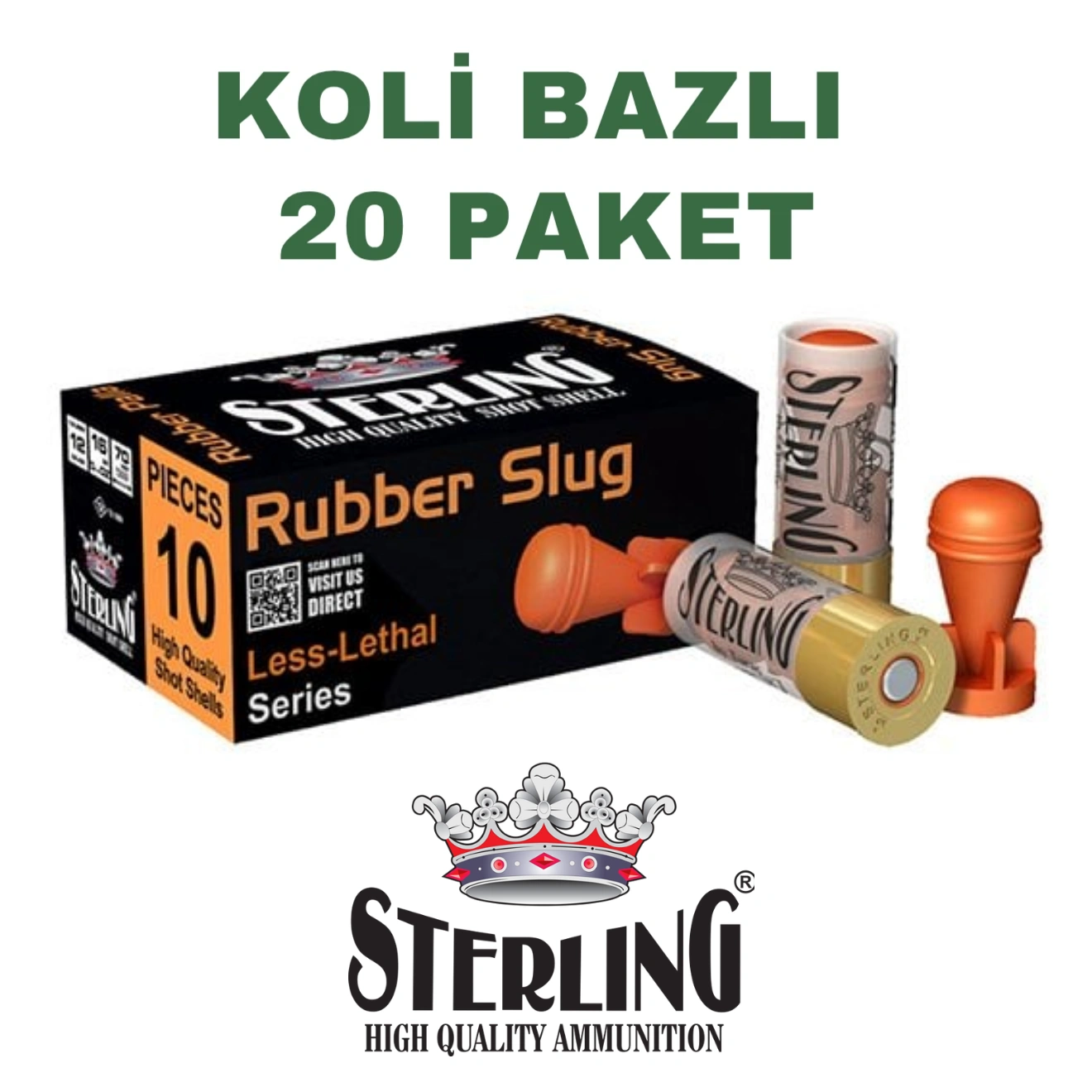 Sterling Rubber Plastik Tek Kurşun Savunma Fişeği Koli Bazlı