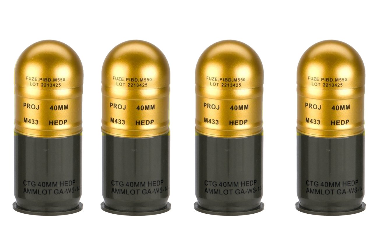 Matrix Airsoft M433 HEDP 40mm Dummy Grenade 4'lü Paket - HEDP Altın Rengi