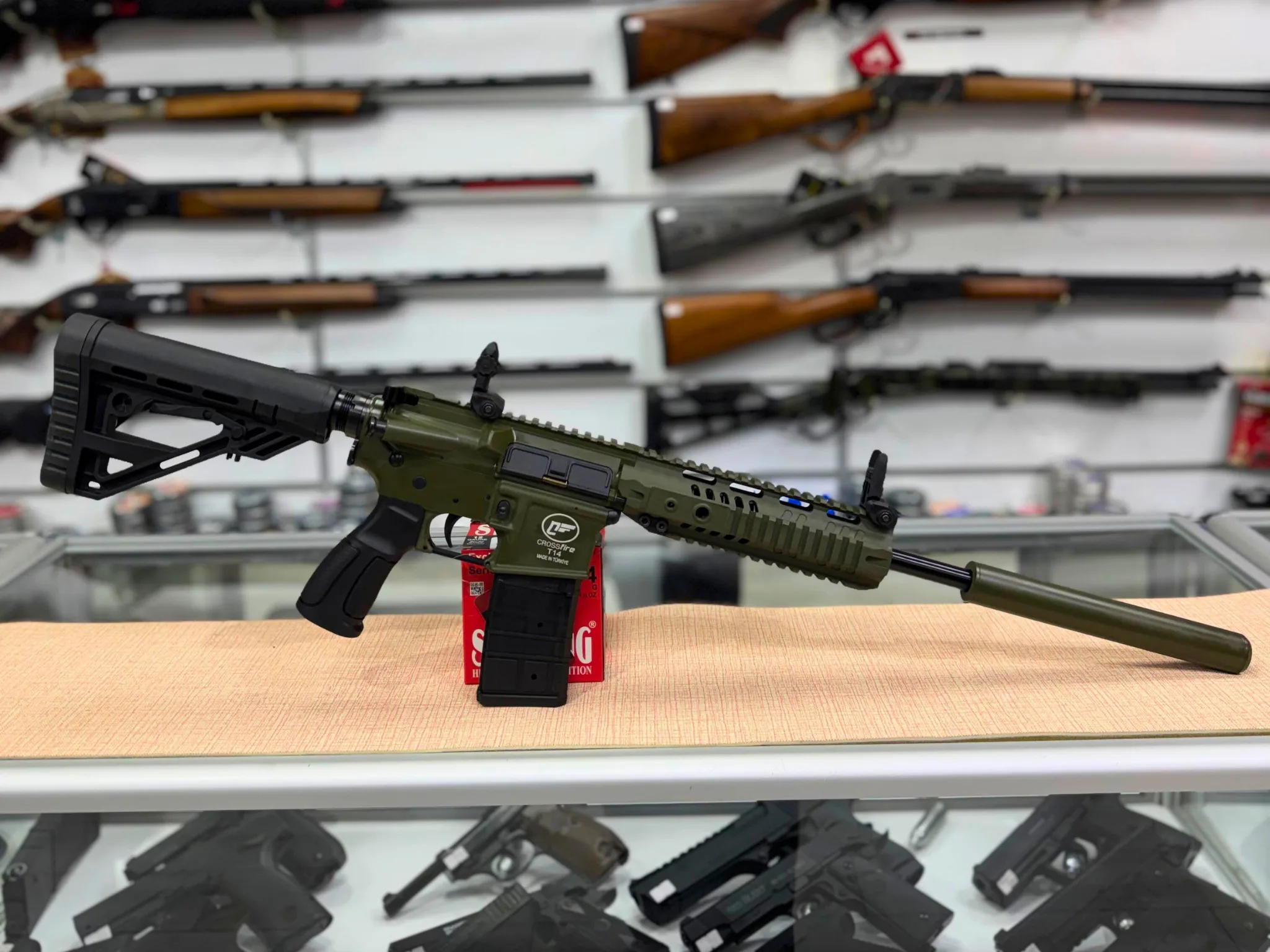 Aksa Crossfire T-14 Haki Mini 36 Kalibre Şarjörlü Otomatik Av