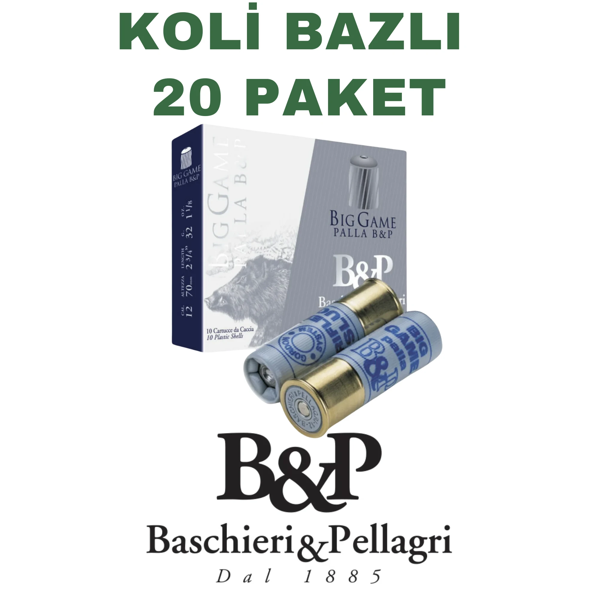 B&P Big Game Palla Tek Kurşun 12 Kalibre Koli Bazlı Av Fişekleri