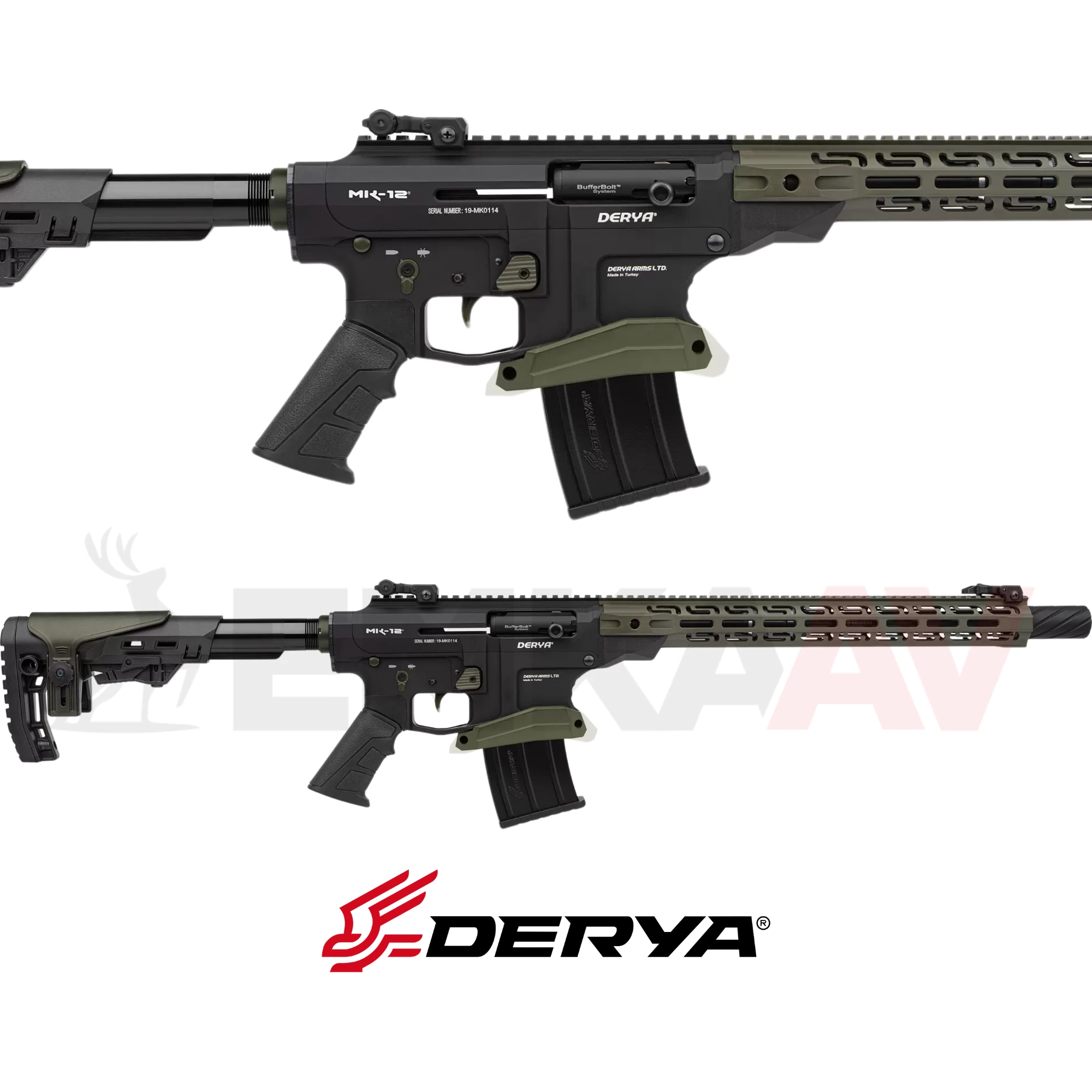 Derya MK-12 AS-103GP Haki Siyah M-Lock Şarjörlü Av Tüfeği