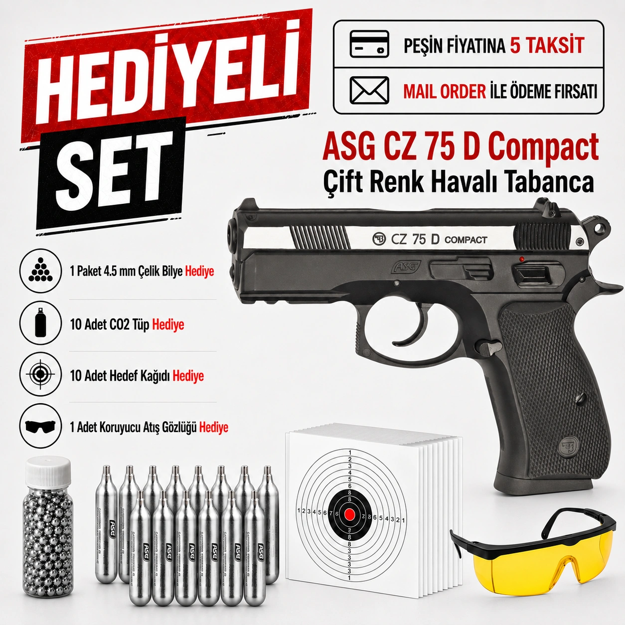 ASG CZ 75 D Compact Çift Renk Havalı Tabanca 16200