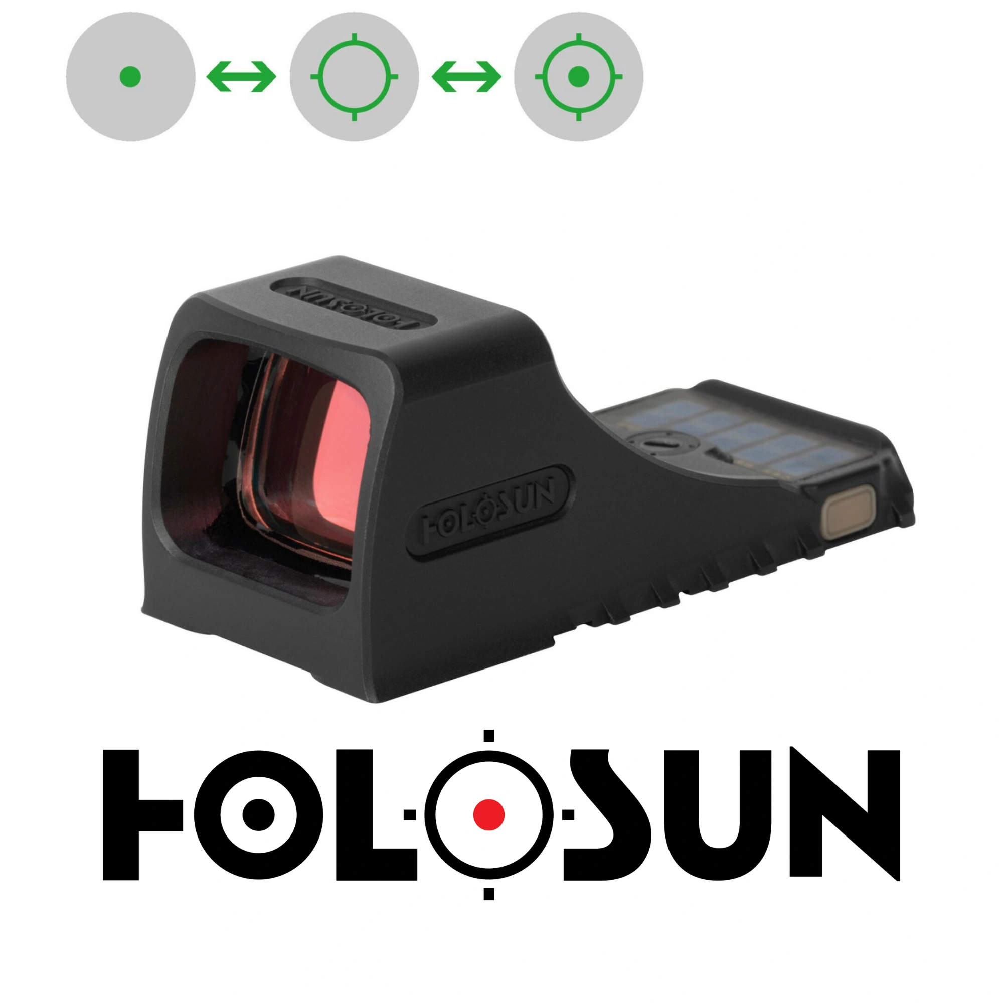 Holosun SCS-P10 Solar Şarjlı Multi-Reticle Green Dot (2 MOA & 32 MOA Circle)