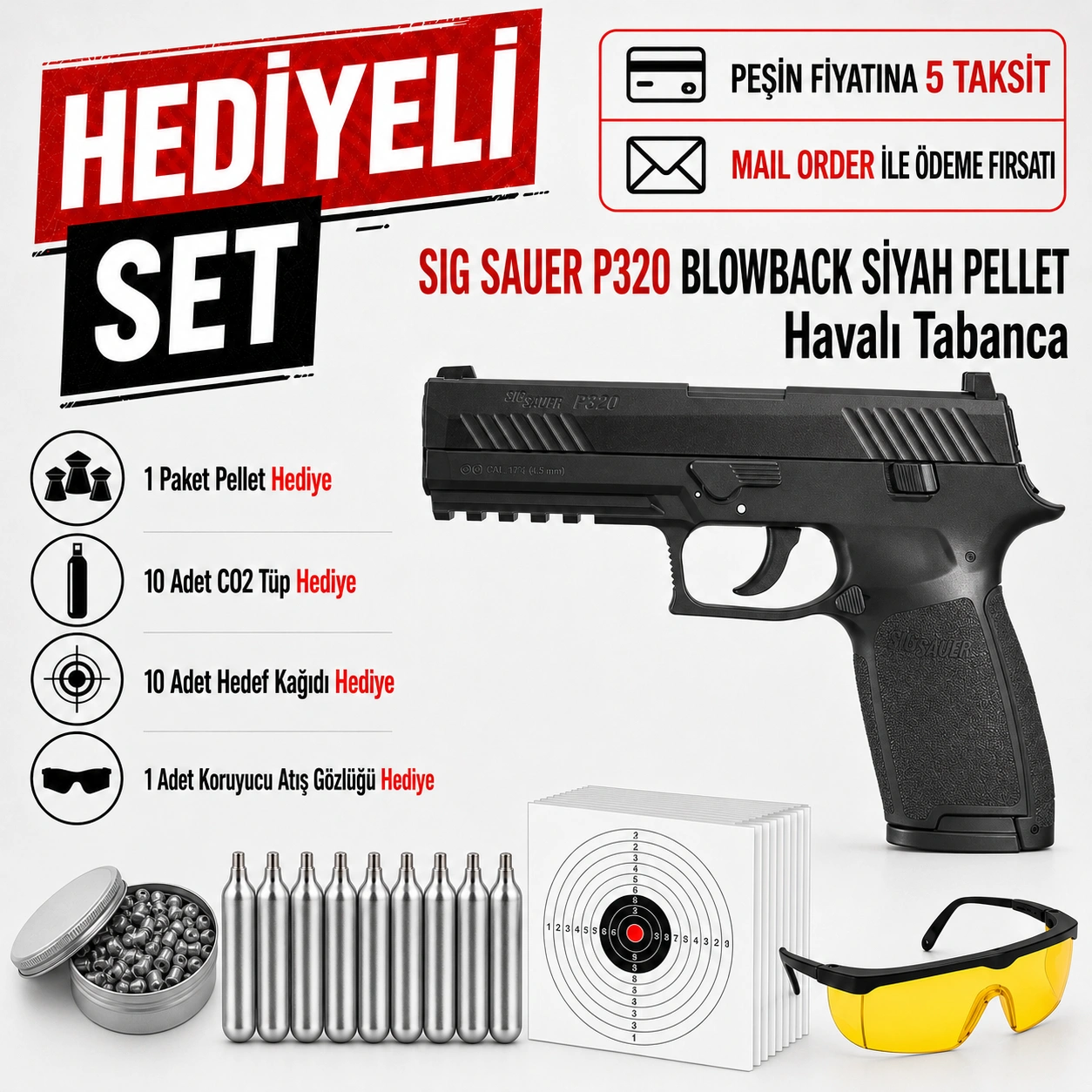 Sig Sauer P320 Blowback Havalı Tabanca Siyah (Pellet)