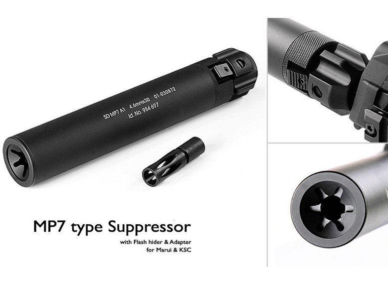 ISG MP7 Airsoft Susturucu Replika + Alev Gizleyen SETi 22cm- Siyah