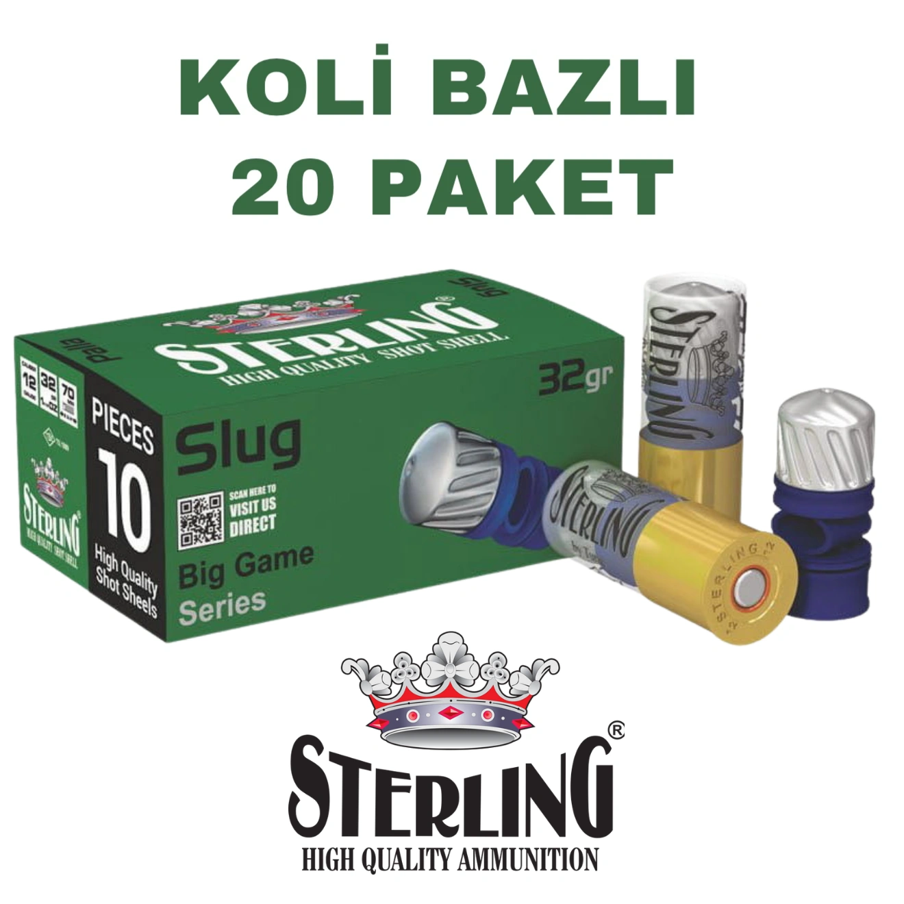 Sterling 12 Cal 32 GR Palla Tek Kurşun Koli Bazlı Av Fişekleri