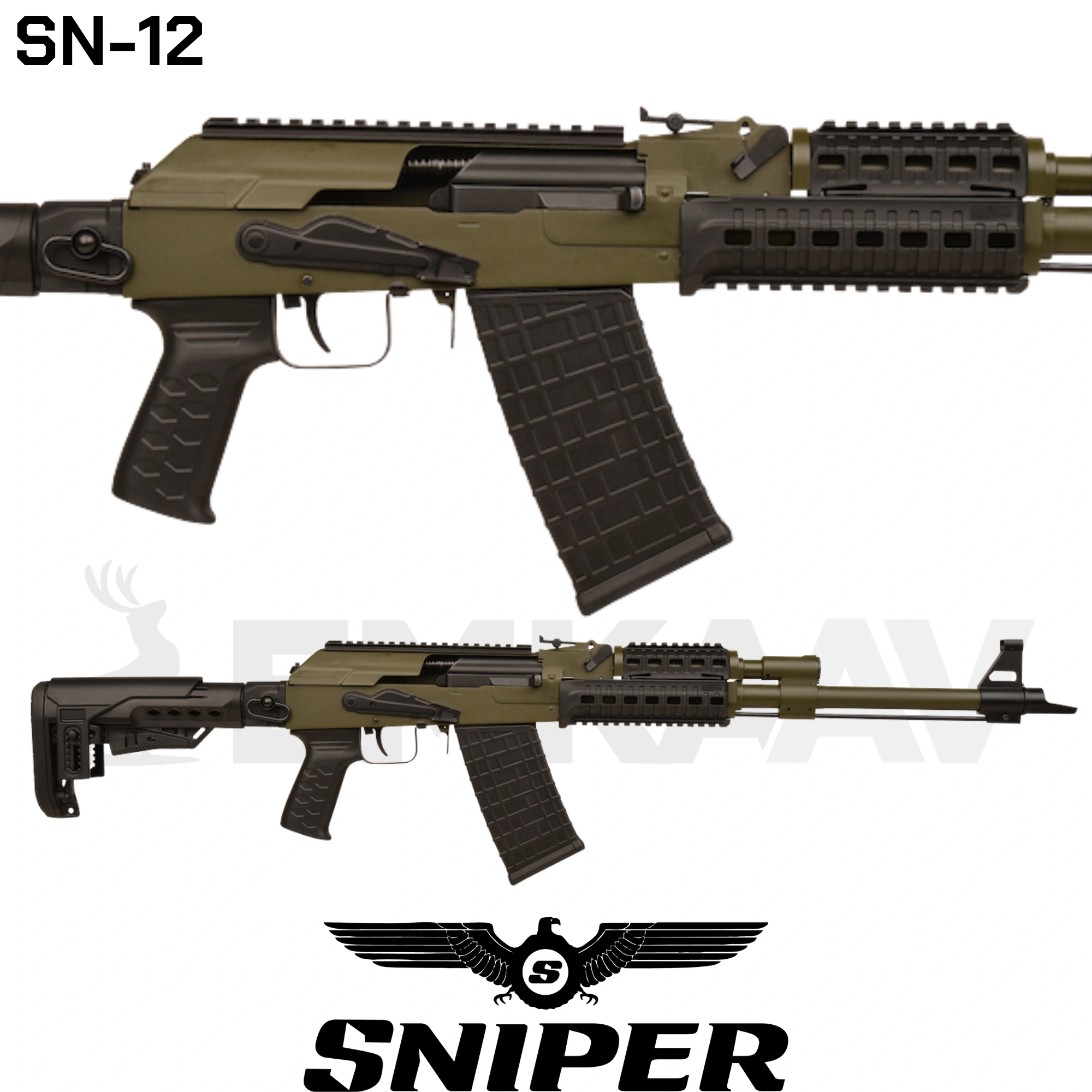 Sniper SN-12 Haki Sentetik Taktikal Şarjörlü Otomatik Av Tüfeği