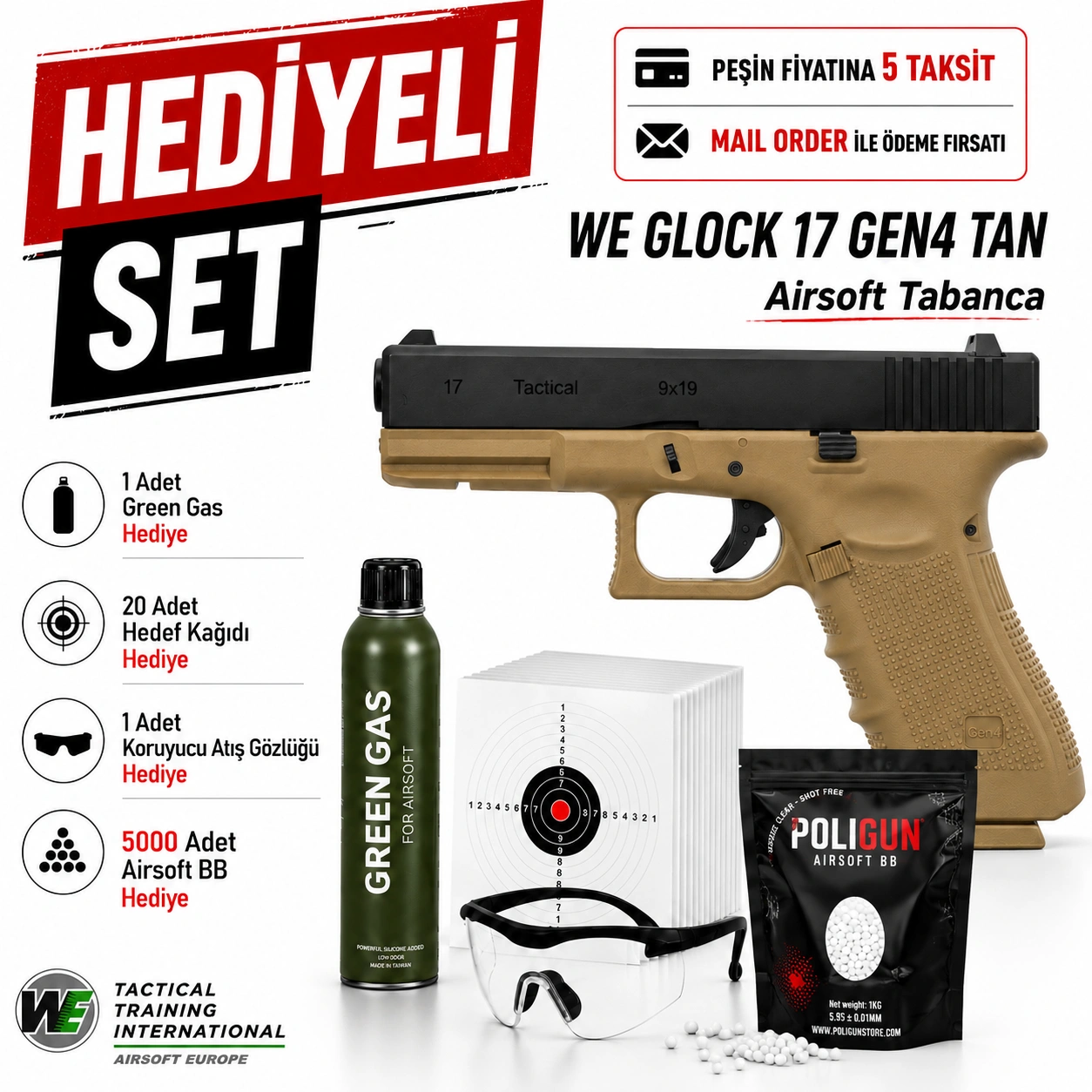 We Glock 17 Gen4 Tan Airsoft Tabanca (6mm) Fiyatları 2026