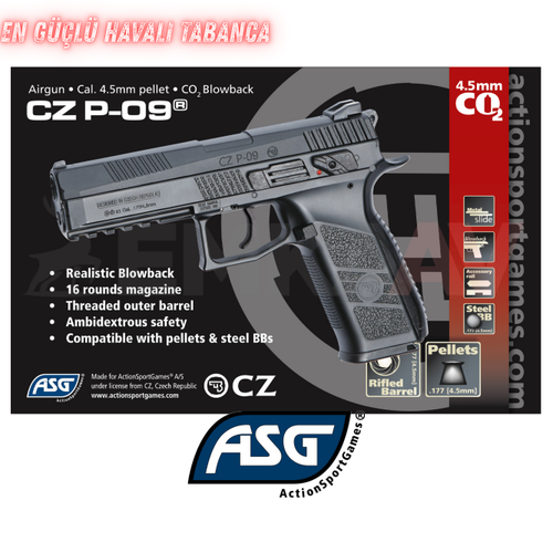 ASG CZ 75 P09 Blowback Havalı Tabanca (Yivli) Pellet 17537