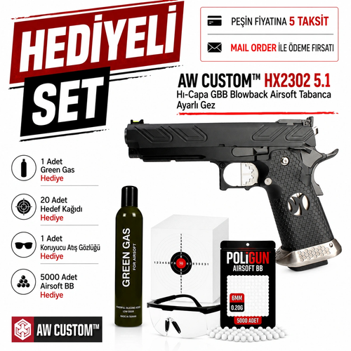 AW Custom HX2302 5.1 H�-Capa GBB Blowback Airsoft Tabanca Ayarl� Gez (6mm)