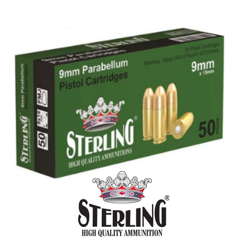 Sterling 9x19 Parabellum FMJ 124 Grain Tabanca Mermisi