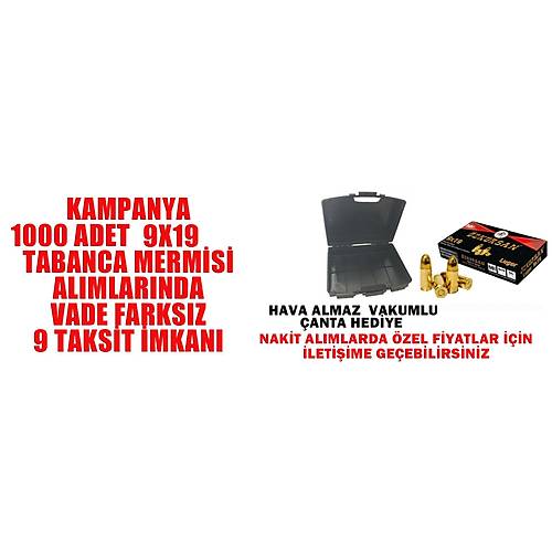 ZKURSAN LUGER 9X19 9MM TABANCA MERMS 1000 ADET ( HEDYEL)