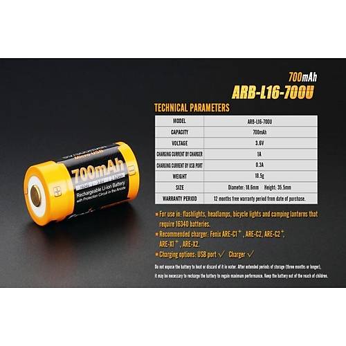 FEN�X ARB-L16-700 mAH USB �ARJLI P�L