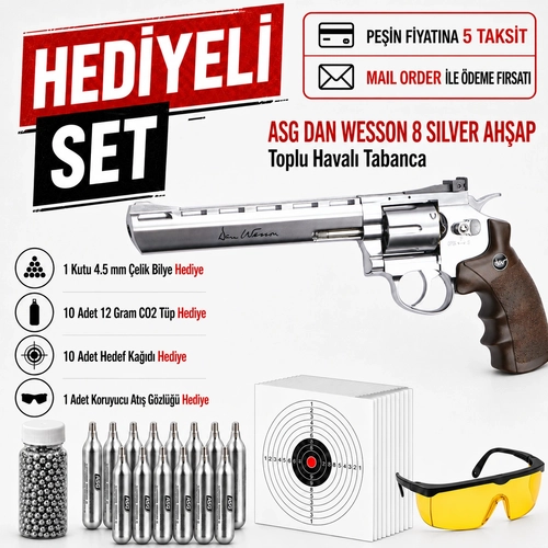 Asg Dan Wesson 8 Silver Ah�ap Toplu Haval� Tabanca  17533