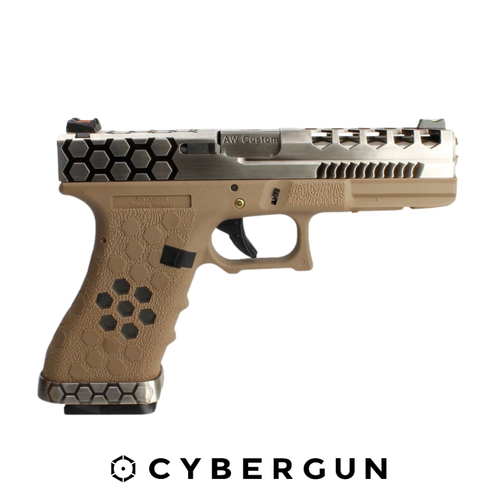 Cybergun AW Custom Glock17 Hex Cut Tan&G�m�� Airsoft Tabanca (6mm)