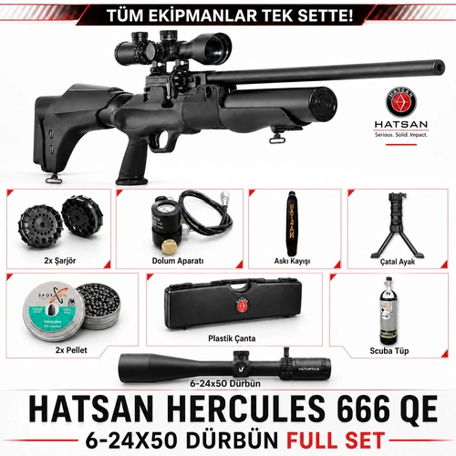 Hatsan Hercules 666 QE 6.35 PCP Haval� T�fek Full Set - Scuba T�p + 6-24x50 D�rb�n