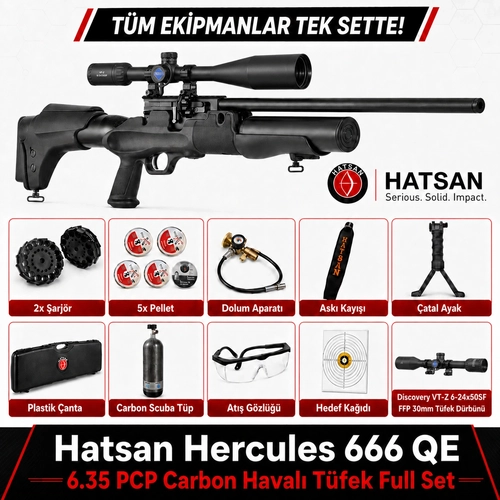 Hatsan Hercules 666 QE 6.35 PCP Carbon Haval� T�fek Full Set