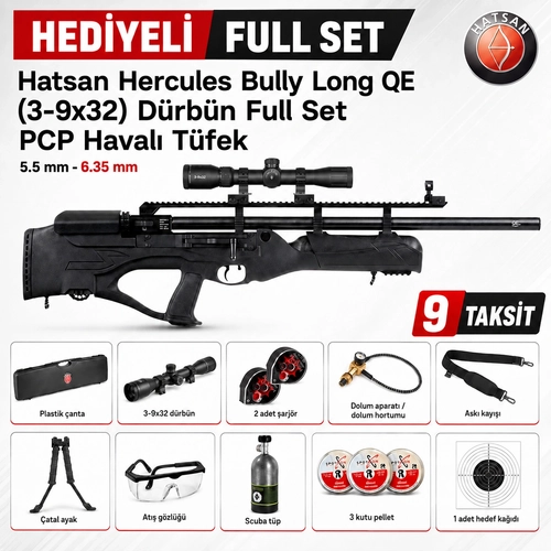 Hatsan Hercules Bully Long QE (3-9x32) D�rb�n Full Set PCP Haval� T�fek