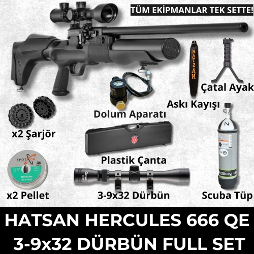 Hatsan Hercules 666 QE 6.35 PCP Full Set Haval Tfek - 3-9x32 Drbnl Set