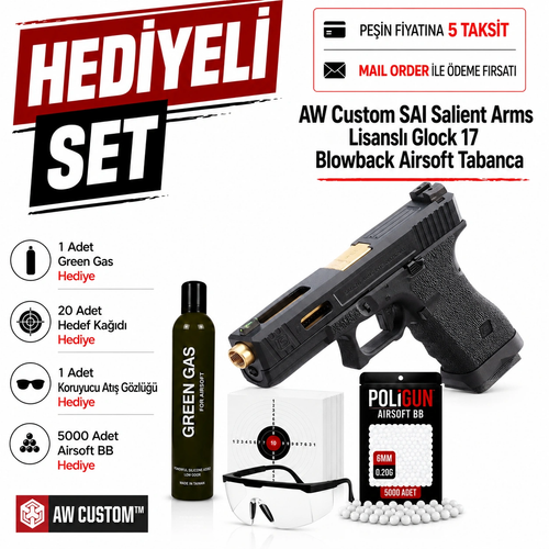 AW Custom SAI Salient Arms Lisansl� Glock 17 Blowback Airsoft Tabanca (6mm)