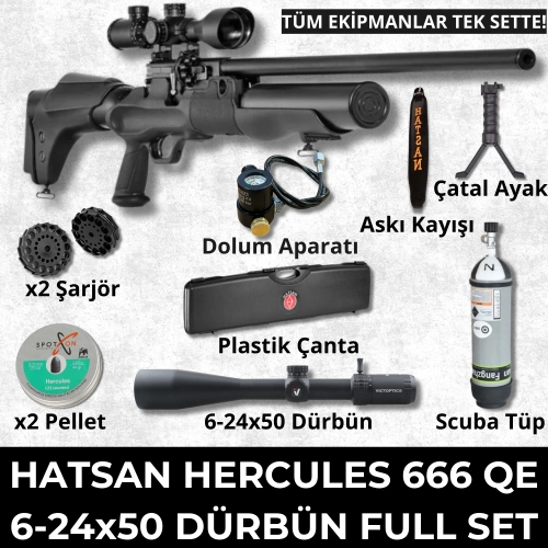 Hatsan Hercules 666 QE 6.35 PCP Full Set Haval Tfek - 6-24x50 Drbnl Set