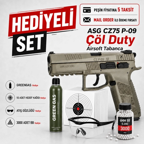 Asg CZ75 P09 ��l Duty Blowback Green Gas Airsoft Tabanca 18137