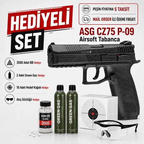 Asg CZ75 P09 Duty Blowback Green Gas Airsoft Tabanca 18116