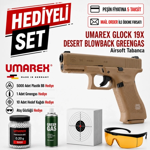 Umarex Glock 19X Desert Blowback Greengas Airsoft Tabanca