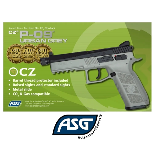 Asg CZ P-09 Urban Grey Blowback Airsoft Tabanca 18943