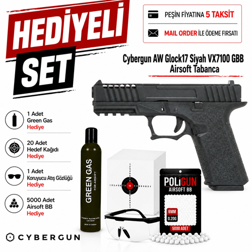 Cybergun AW Glock17 Siyah VX7100 GBB Airsoft Tabanca (6mm)