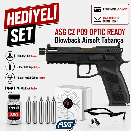 Asg CZ P09 Optik Siyah Blowback Airsoft Tabanca 19600