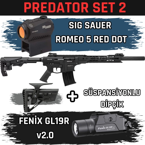 Derya MK12 AS-101S Predator Set 2 - Sig Sauer Romeo5 Red Dot + Fenix GL19R