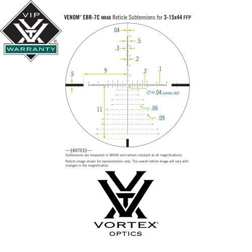 Vortex Venom 3-15x44 FFP EBR-7C Tfek Drbn (MRAD)