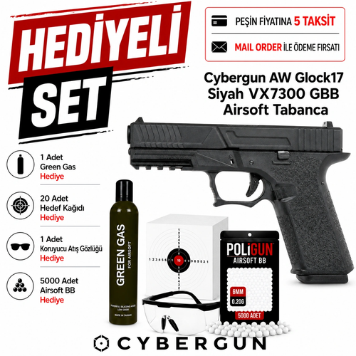 Cybergun AW Glock17 Siyah VX7300 GBB Airsoft Tabanca (6mm)