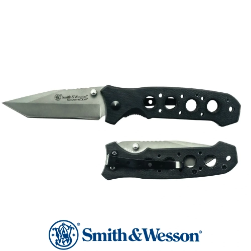 Smith Wesson Tanto Point Handle Clam Folding Knife
