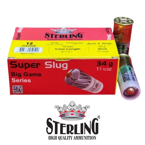 Sterling 12 Cal 34 GR Super Palla Bak�r U�lu Tek Kur�un Koli Bazl� Av Fi�ekleri
