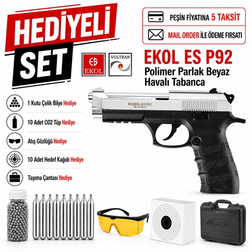 Ekol ES P92 Polimer Parlak Beyaz Haval� Tabanca