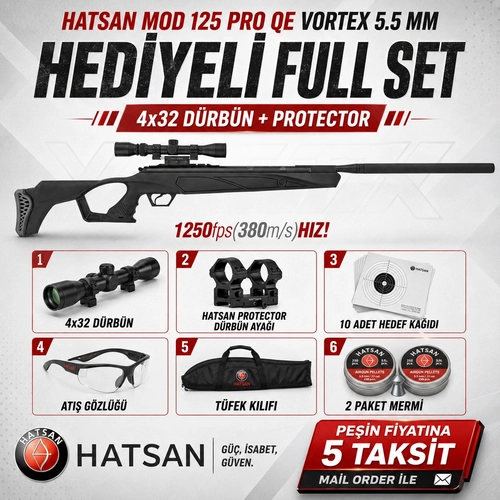 Hatsan Mod 125 Pro QE Vortex 5.5 mm Haval� T�fek (4x32 D�rb�n + Protector)