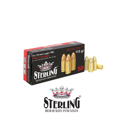 Sterling 9x19 mm Luger FMJ Tabanca Mermisi 115 Grain